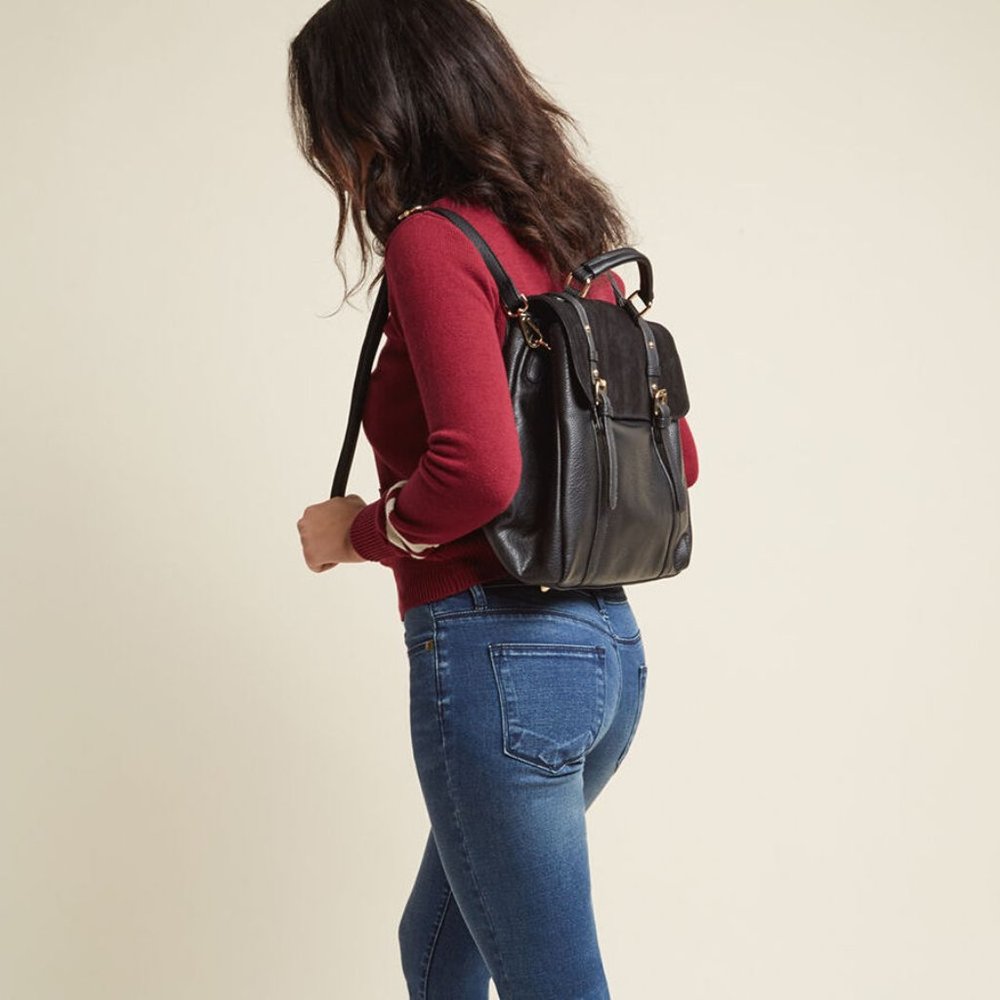 Modcloth Convertible Black Leather Bag